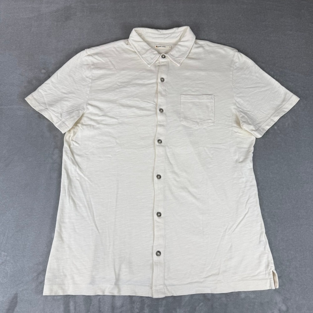 Marine Layer Vintage Heavy Slub Button-Up Mens Large White Thick $88 NWOT Defect